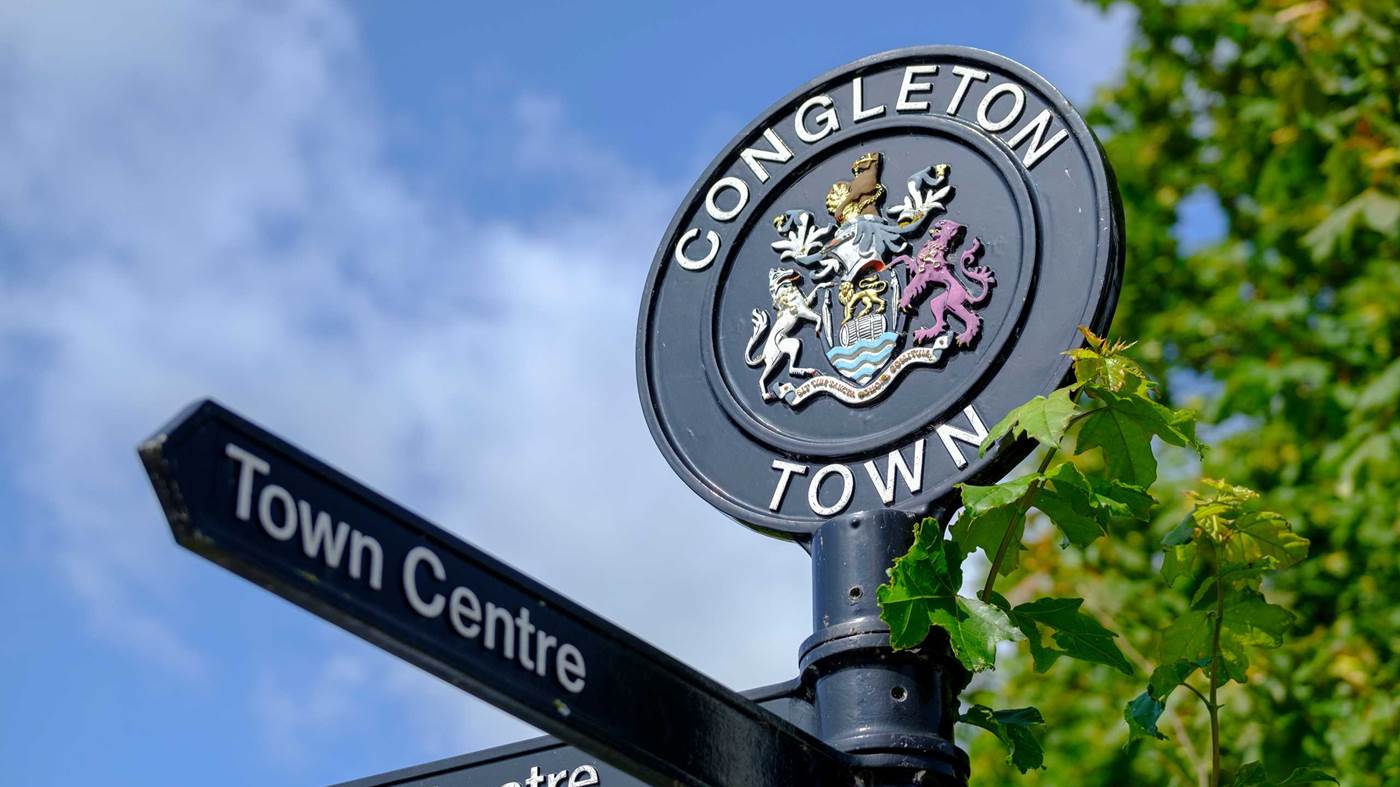 Traditional Congleton town street sign